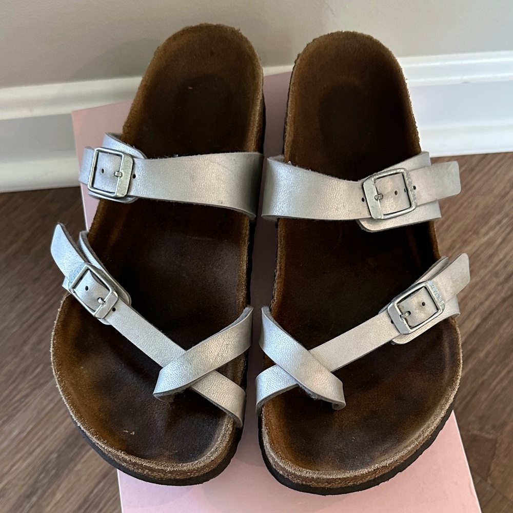 Birkenstock Metallic Silver Sandals